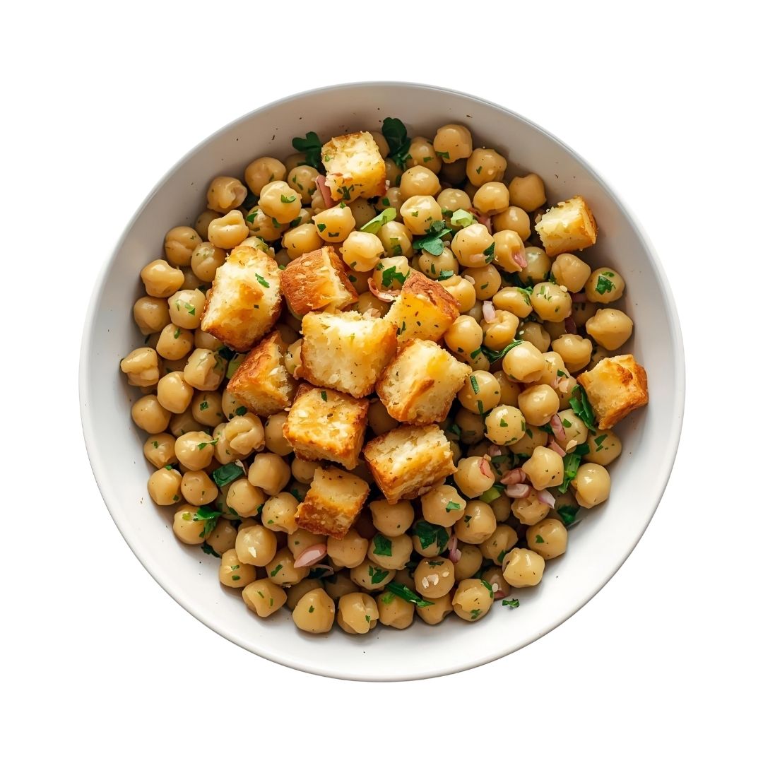 Chickpea Salad with Garlic Croutons